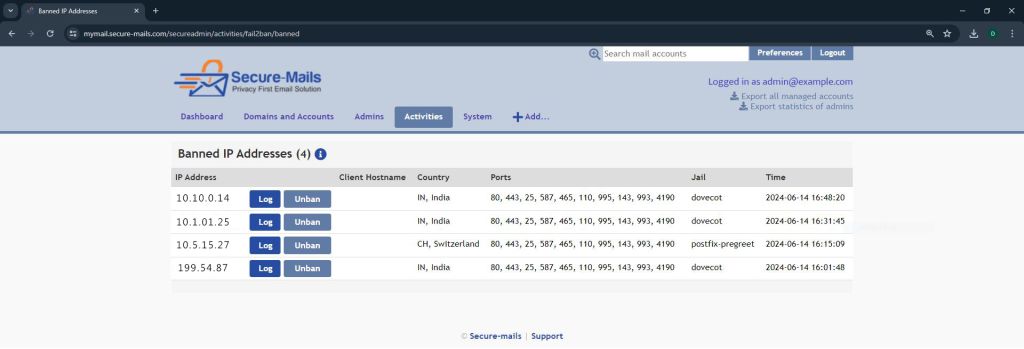 Secure-mails Banned IP Address